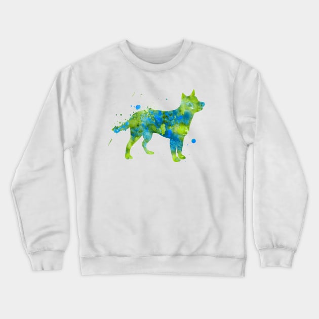 Cattle Dog Watercolor Painting 2 Crewneck Sweatshirt by Miao Miao Design